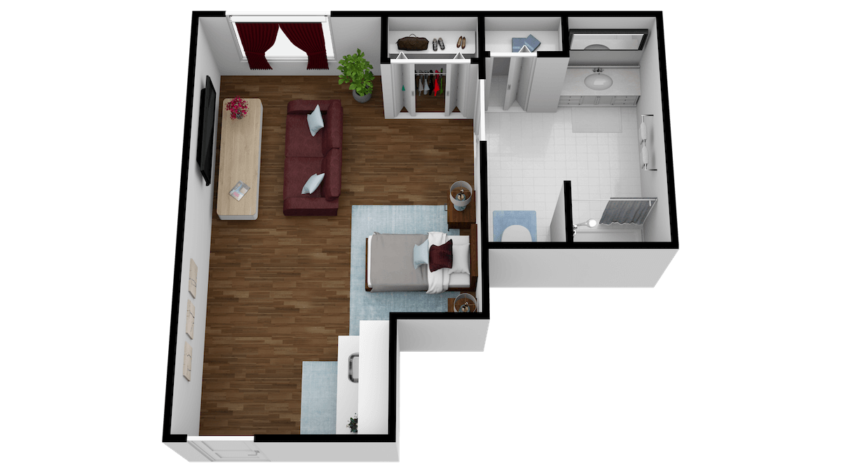 This is a rendering of a curavistas Highline studio
